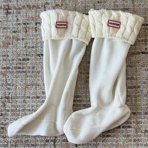 Hunter Cream Cable-Knit Boot Socks